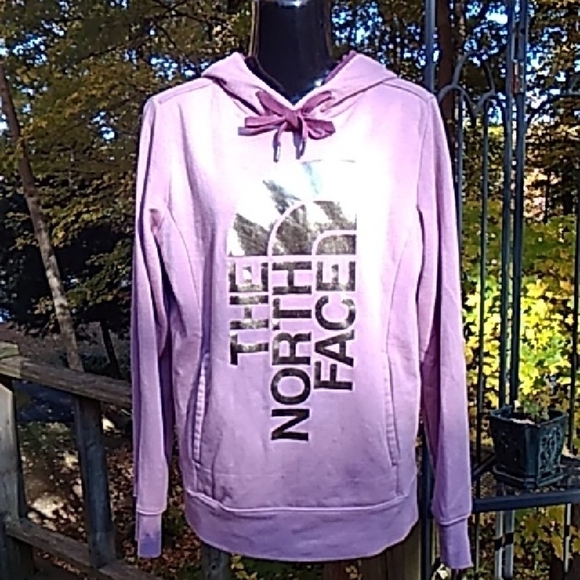 The North Face Half Dome Fleece Pullover Hoodie Dusty Rose w Large Gold Logo - Picture 2 of 11